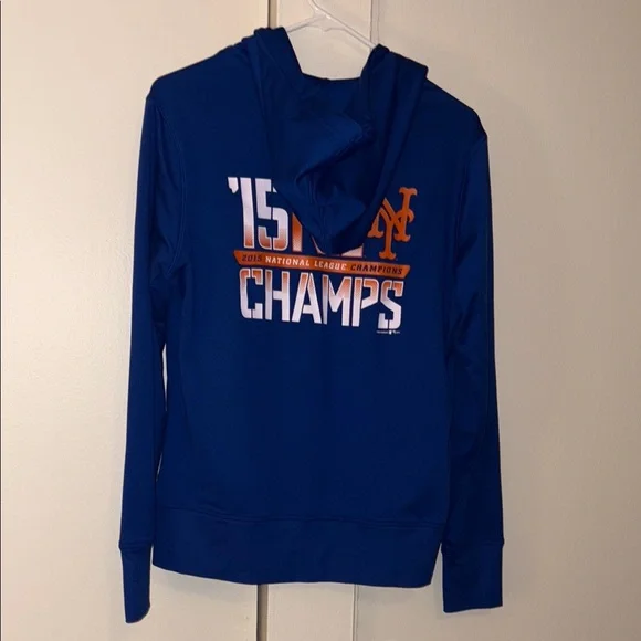 Under Armour Blue Zip-Up Hoodie with Orange Logo - Picture 8 of 10